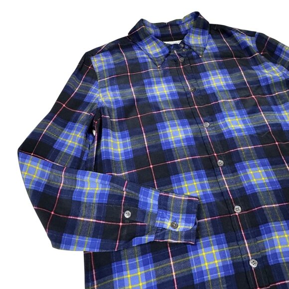 Equipment 100% Silk Plaid Shirt SZ XS Blue Oversized Preppy Academia Grunge - Picture 7 of 12